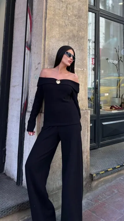 3110 PANTALONLU TRİKO TAKIM - SİYAH