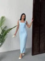 3112 TAŞLI ELBİSE - MAVİ