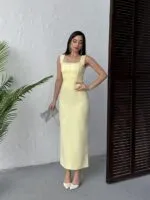 3112 TAŞLI ELBİSE - SARI