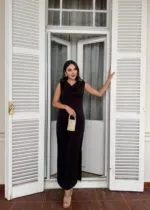 3113 DEGAJE YAKA ELBİSE - SİYAH
