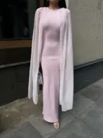 3120 KOLLARI TÜLLÜ ELBİSE - PEMBE