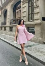 3127 ÇİÇEKLİ ELBİSE - PEMBE