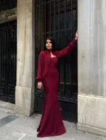 3122 TÜLLÜ ELBİSE - BORDO