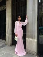 3122 TÜLLÜ ELBİSE - PEMBE