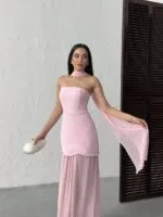 3125 ŞİFON ELBİSE - MAVİ