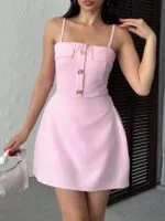 3130 MİNİ ELBİSE - PEMBE