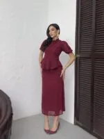 ŞİFONLU ELBİSE - BORDO