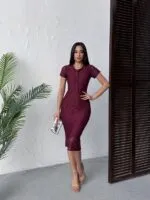 3135 DANTELİ ELBİSE - BORDO