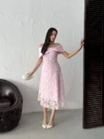 3136 ELBİSE DANTELİ - PEMBE