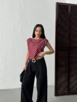 3140 PUANTİYELİ BLUZ - BORDO