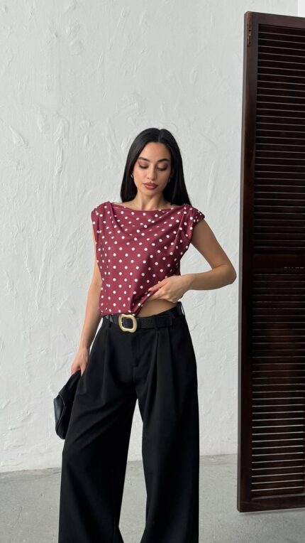 3140 PUANTİYELİ BLUZ - BORDO