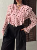 3145 PUANTİYELİ BLUZ - PEMBE
