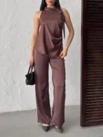3150 SATEN PANTALON - KAHVE