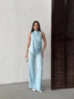 3150 SATEN PANTALON - MAVİ
