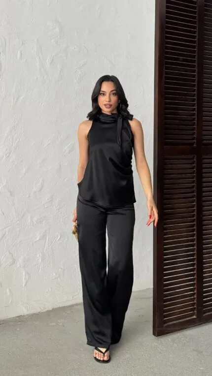 3150 SATEN PANTALON - SİYAH