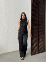 3149  BLUZ SATEN - SİYAH