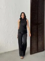 3149  BLUZ SATEN - SİYAH