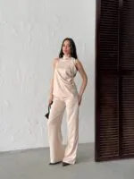 3150 SATEN PANTALON - TAŞ