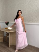 3172 ŞİFON ELBİSE - PEMBE