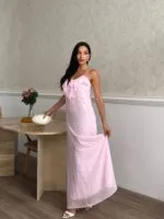 3172 ŞİFON ELBİSE - PEMBE