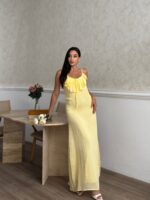 3172 ŞİFON ELBİSE - SARI