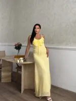 3172 ŞİFON ELBİSE - SARI