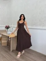 3173 ELBİSE - KAHVE