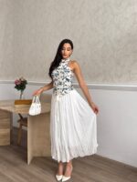 3178 KORSE BLUZ ETEKLİ TAKIM - MAVİ