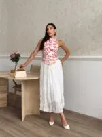 3178 KORSE BLUZ ETEKLİ TAKIM - FUŞYA