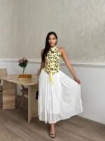 3178 KORSE BLUZ ETEKLİ TAKIM - SARI