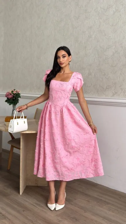 3179 BRODE ELBİSE - PEMBE