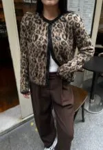 5017 LEOPAR DESEN TRİKO HIRKA - LEOPAR