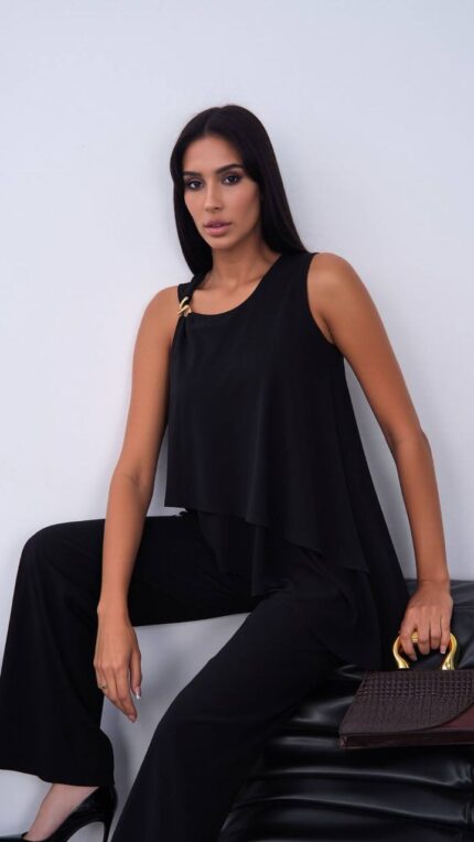 BLACK - SİYAH TENSEL AKSESUARLI TAKIM