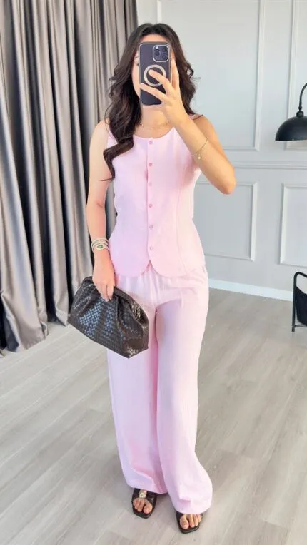 Belden Oturmalı Pembe Toptan İkili Takım