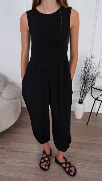 Black Zero Sleeve Jumpsuit