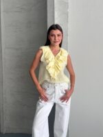 YELLOW - SARI kolsun fırfırlı bluz