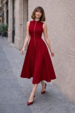 BURGUNDY - BORDO Fermuar Detay Çan Elbise