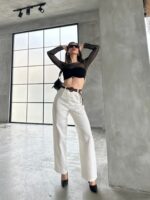 Beli Kemerli Keten Pantolon - BEYAZ