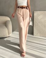 Beli Kemerli Keten Pantolon - AÇIK BEJ