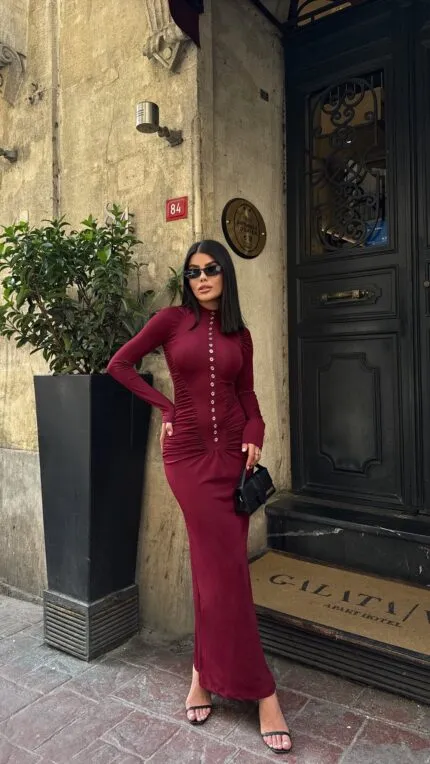 3080 ELBİSE - BORDO