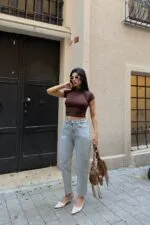 Likrasız Mom Kot Pantolon 7198