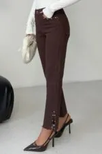 Yanı Yırtmaçlı Flare Paça Mom Kot Pantolon 1774