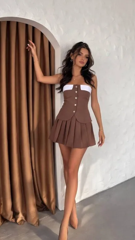 BROWN - KAHVE STLAPLEZ ETEK ÜST
