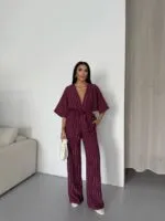 BURGUNDY - BORDO KİMONO TAKIM