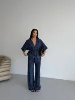 NAVY BLUE - LACİVERT KİMONO TAKIM