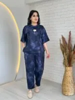 Lacivert Batikli ikili takım