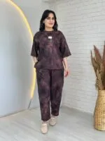 KAHVERENGİİ Batikli ikili takım