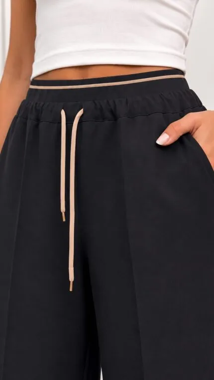BLACK – SİYAH Biritli Cepli Pantolon