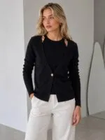 Siyah İÇİ ATLET DETAY TRİKO HIRKA