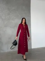 Bordo GÖMLEK ELBİSE